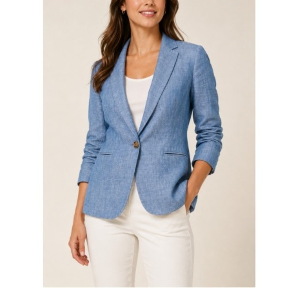 J.Crew Women's Pacific Wash Chambray Holland Blazer Size 00P NWT